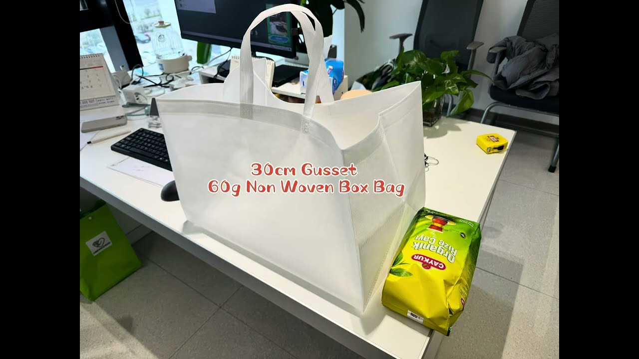 30cm Gusset 60gsm Non Woven Box Bag Dessert bagmade by Oyang Leader16S Machine within Vertical Fold 