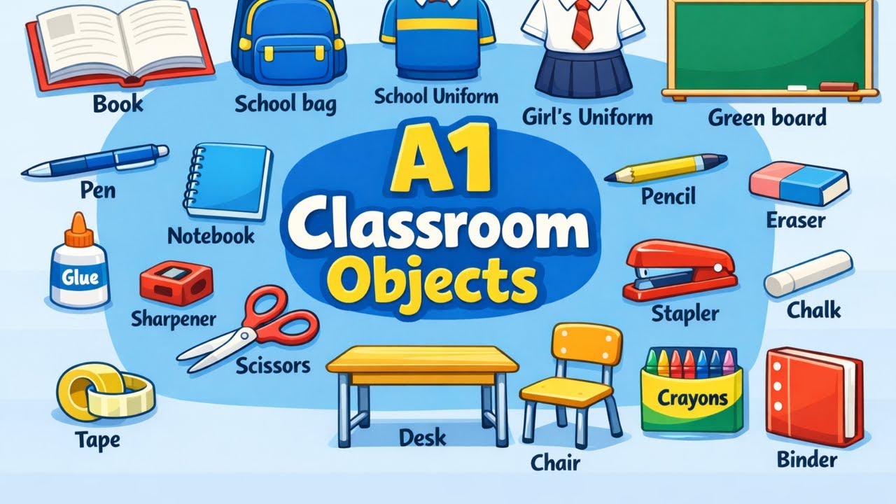 School Supplies in English 📚 | Classroom Vocabulary A1