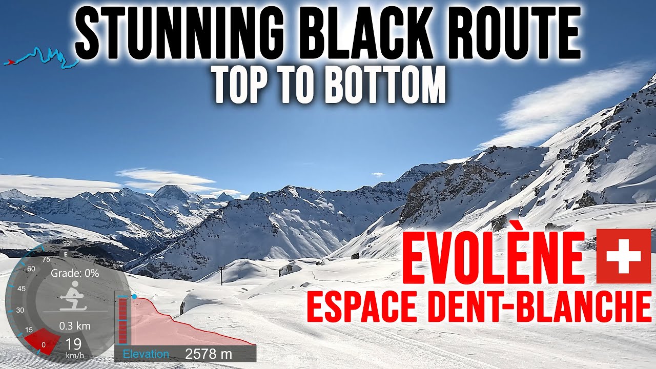 [4K] Skiing Evolène, Stunning Black Route Top to Bottom, Val d'Hérens Switzerland, GoPro HERO13