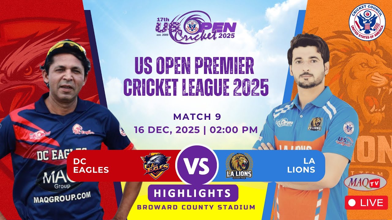 Основные моменты матча № 9 DC Eagles против LA Lions - Открытый чемпионат США по крикету, Премьер...