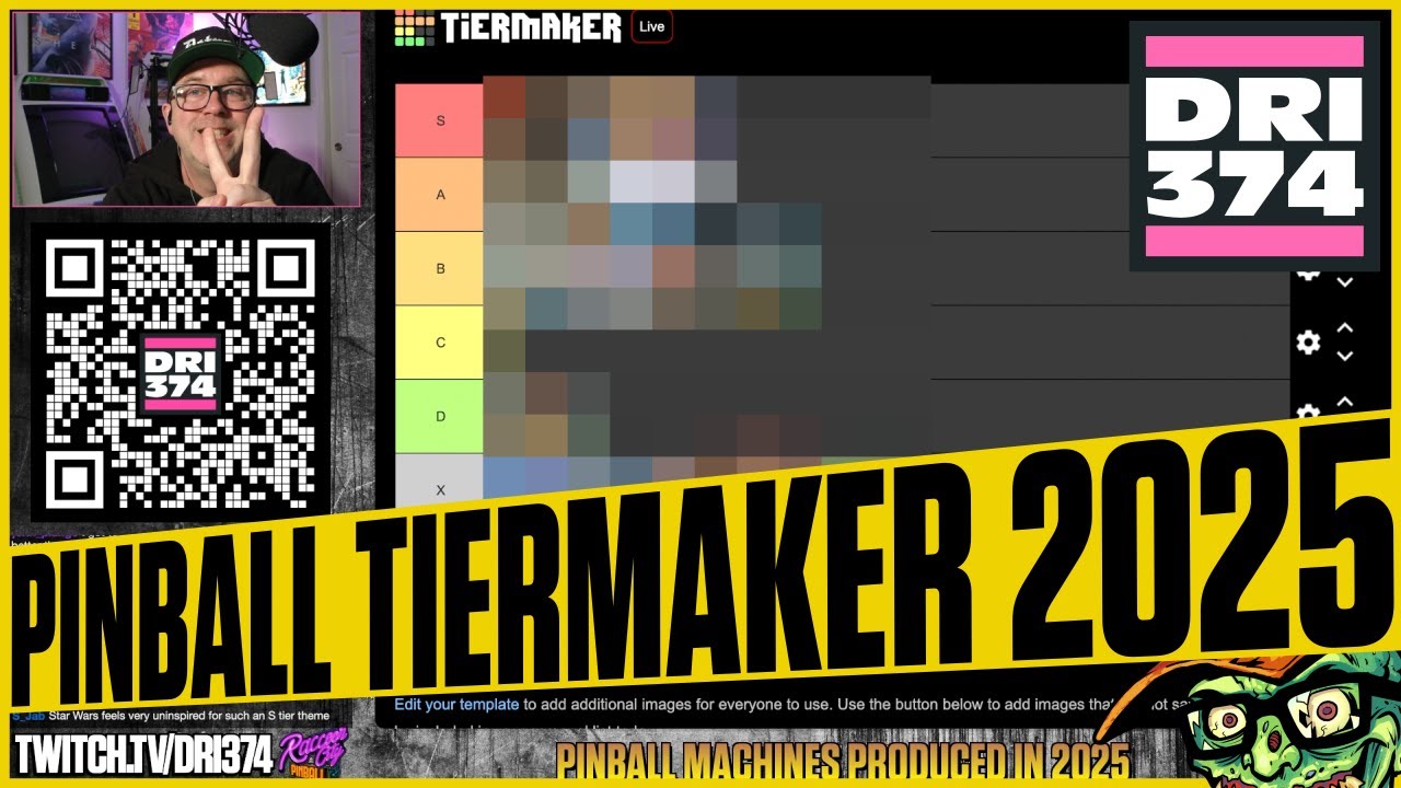 Tiermaker: Pinball Machines Produced in 2025. Streamed from Raccoon City Arcade.
