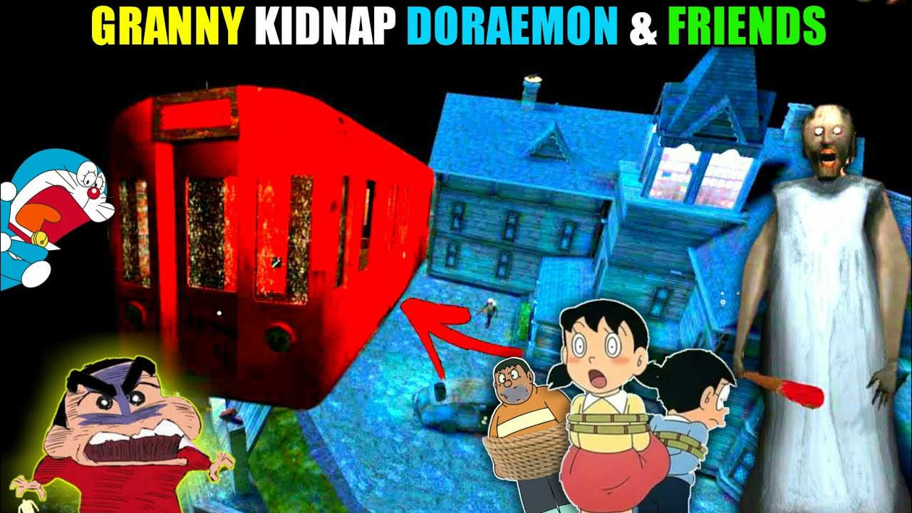 GRANNY KIDNAP DORAEMON NOBITA GIAN | Granny 3 Flying Train Escape By Doraemon | Doraemon VS Granny