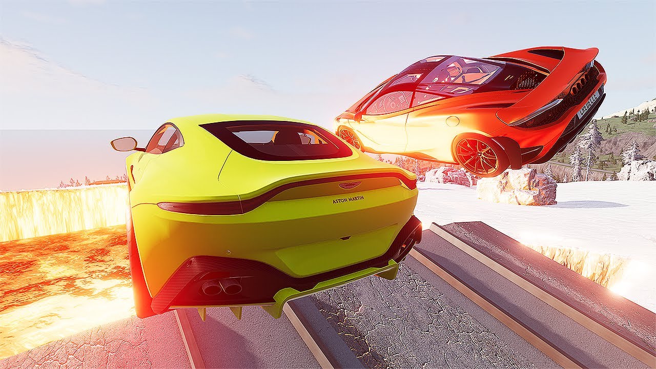 Cars VS LAVA Ramp Jumping Test #6 BeamNG Drive