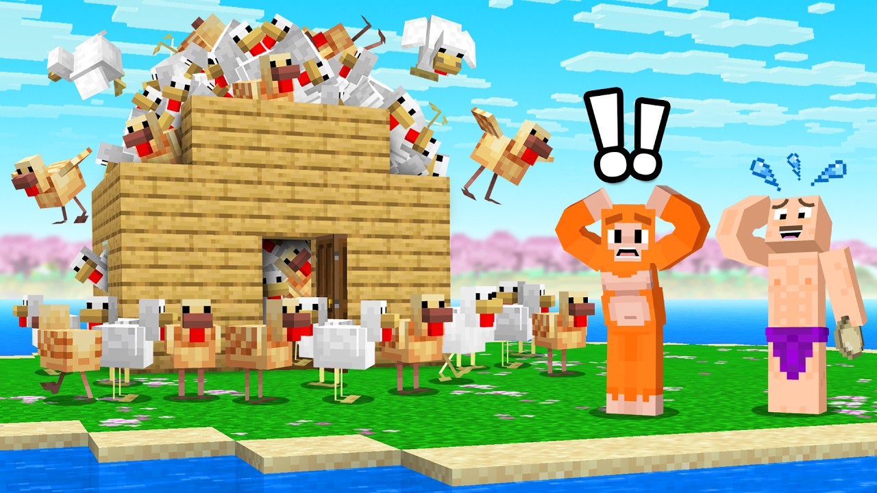 I FILLED My Best Friend's House With CHICKENS in Minecraft Cherry Island
