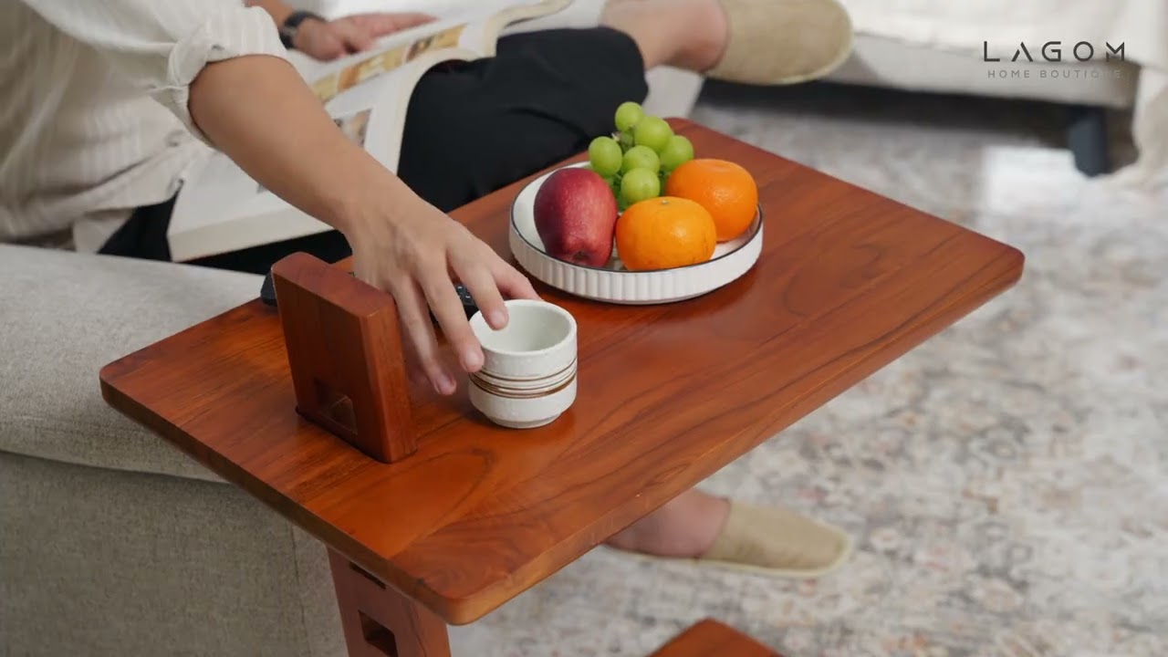 Adjustable Teak Side Table | Versatile Design for Every Corner