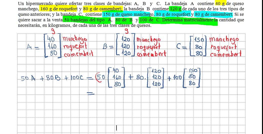 Problema de aplicación de matrices