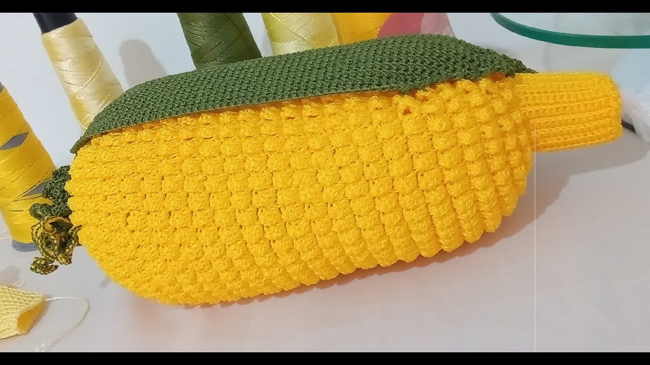 Inovando em crochê: aprenda a fazer um puxa saco de espiga de milho (PARTE 1)