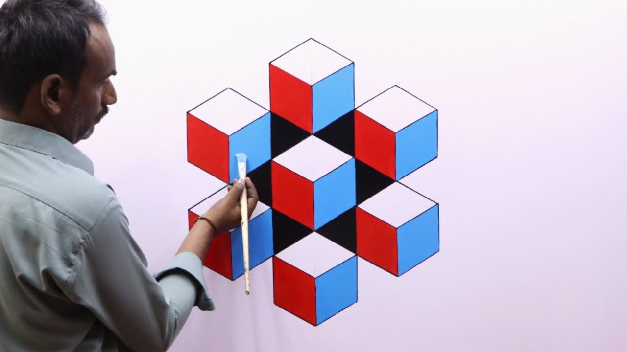 OPTICAL ILLUSION 3D WALL DESIGN | 3D WALL PAINTING DECORATION | INETRIOR DESIGN