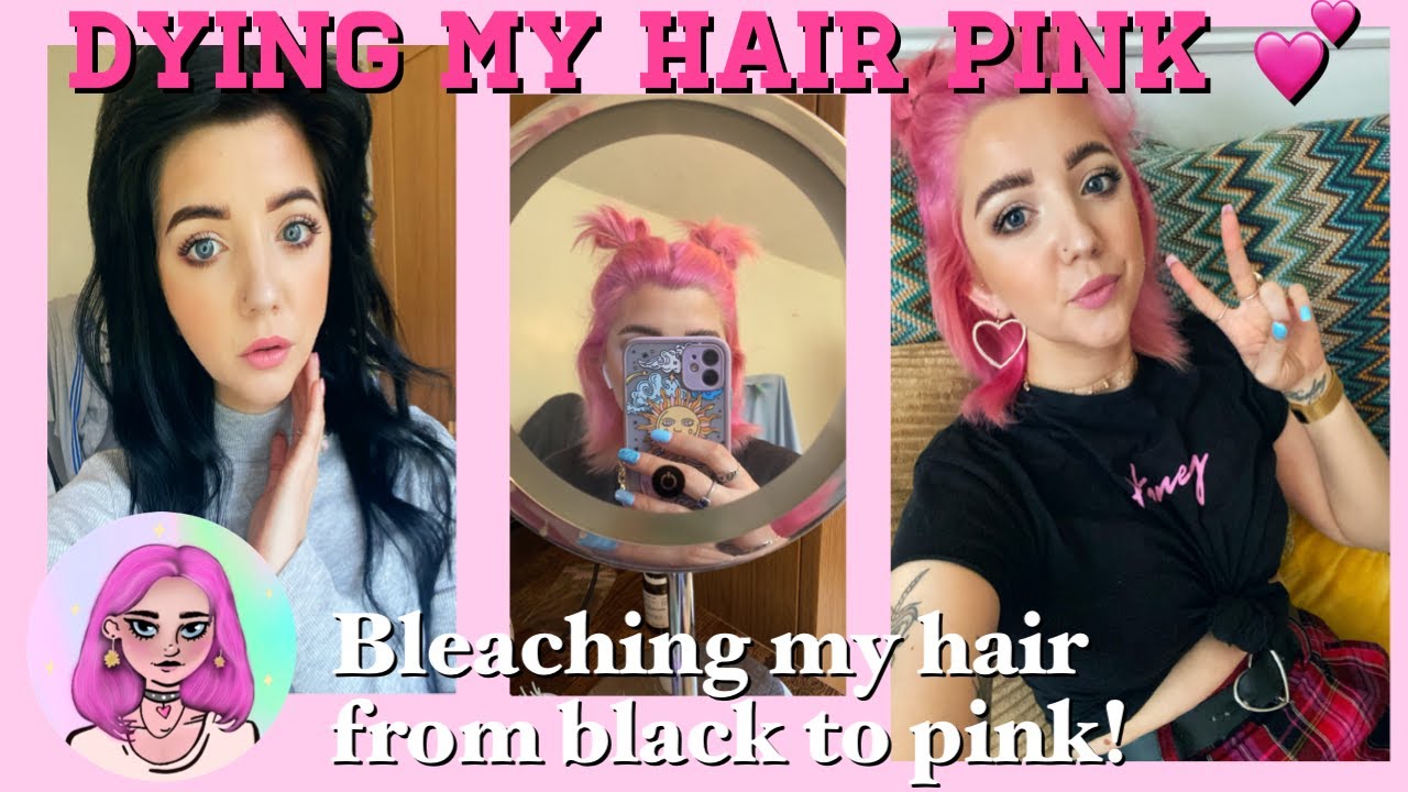 Dying My Hair Pink! 💕 BLEACHING MY HAIR FROM BLACK TO PINK | what am I doing 😂 Katie Sulls