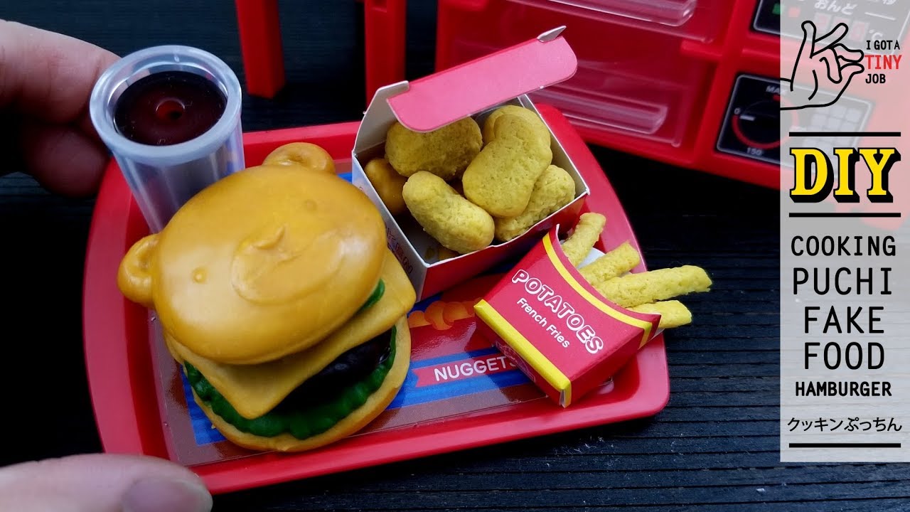 Cooking Puchi Food Hamburger Fake miniature food by I got a Tiny Job
