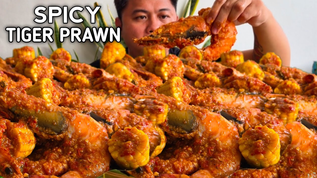 SPICY TIGER PRAWN | OUTDOOR COOKING | MUKBANG PHILIPPINES