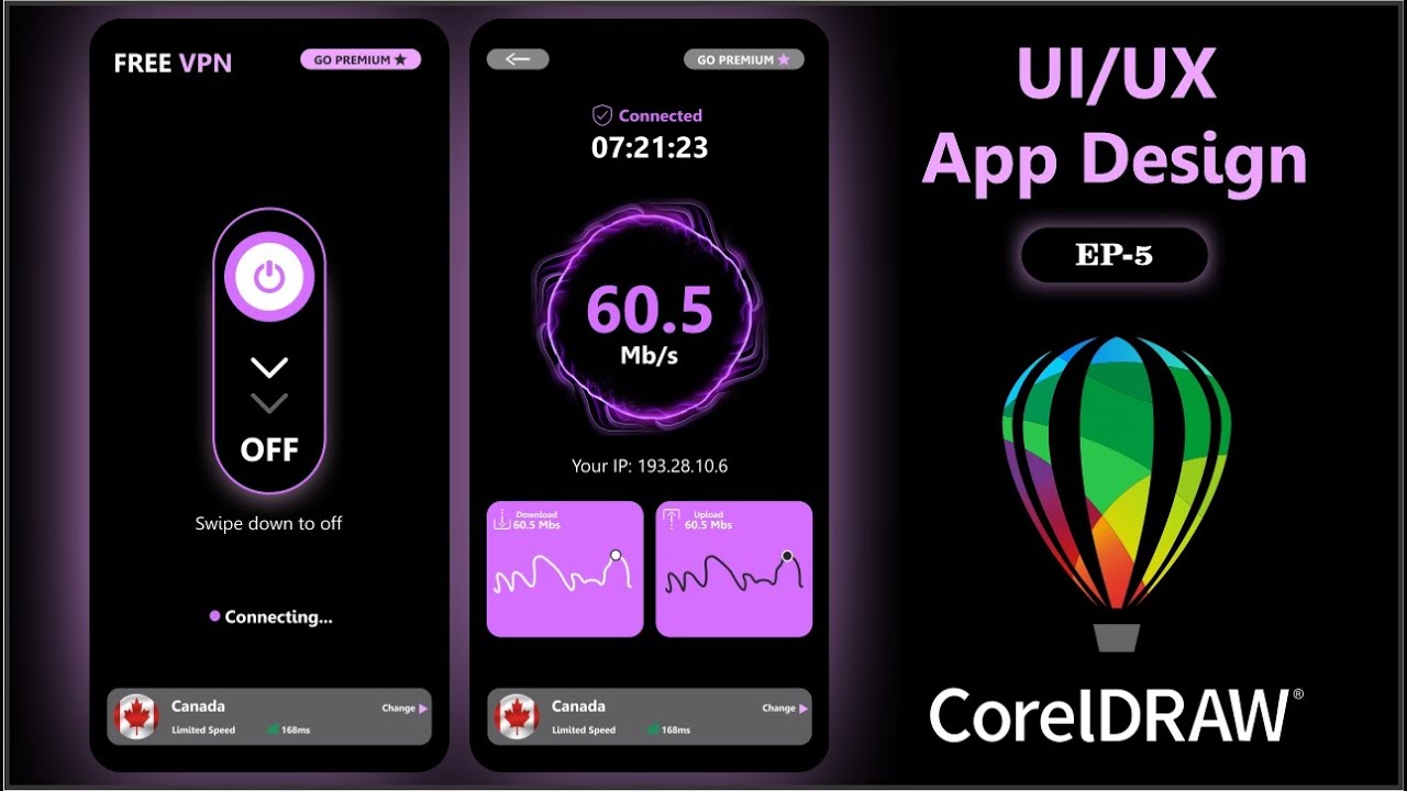 UI/UX Design | Mobile App UI Design in CorelDraw | KH Graphics | EP5