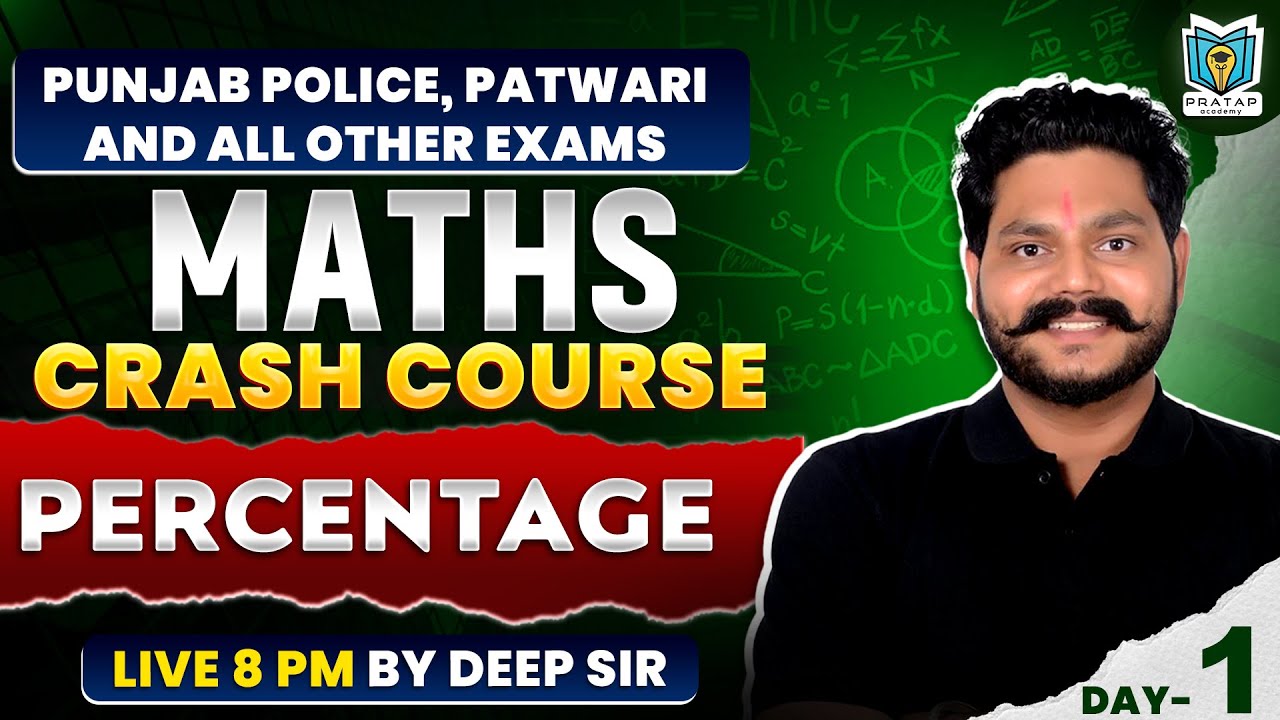 Percentage Pyq's For Punjab Police, Patwari | Maths Crash Course |  Maths By Deep Sir | #1