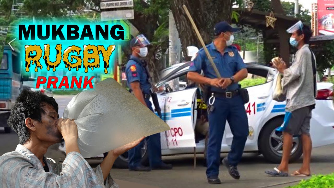 MUKBANG RUGBY PRANK | na corner ng mga Pulis hahaha