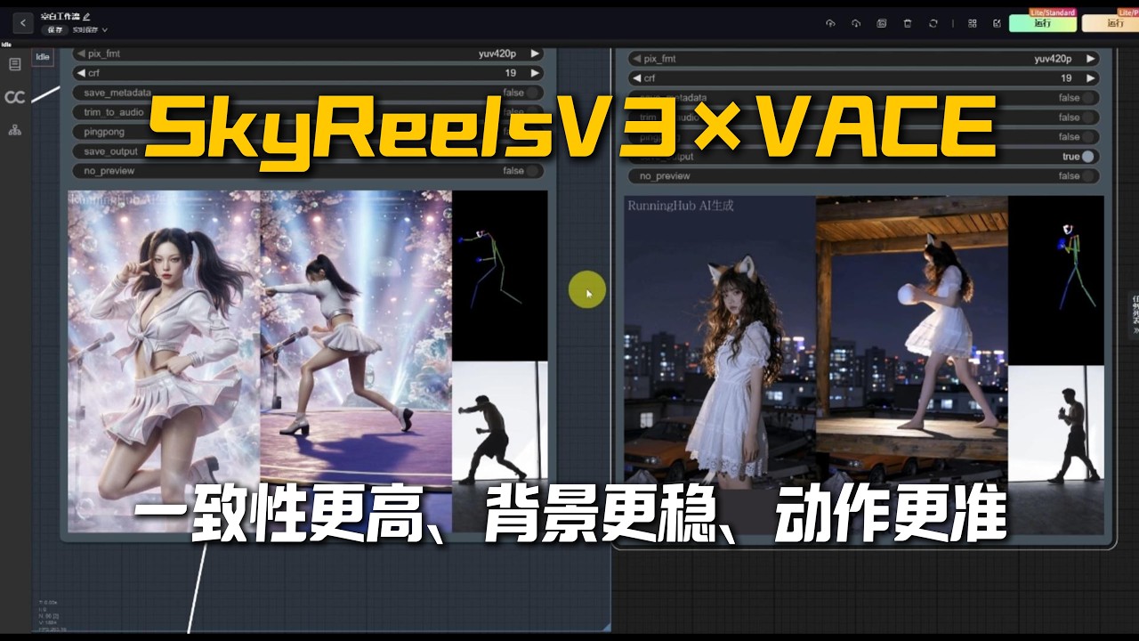 SkyReels V3 R2V×VACE合并模型更新,一致性更强、背景更稳、动作跟随更准,RunningHub工作流 100% 复现+快速启动
