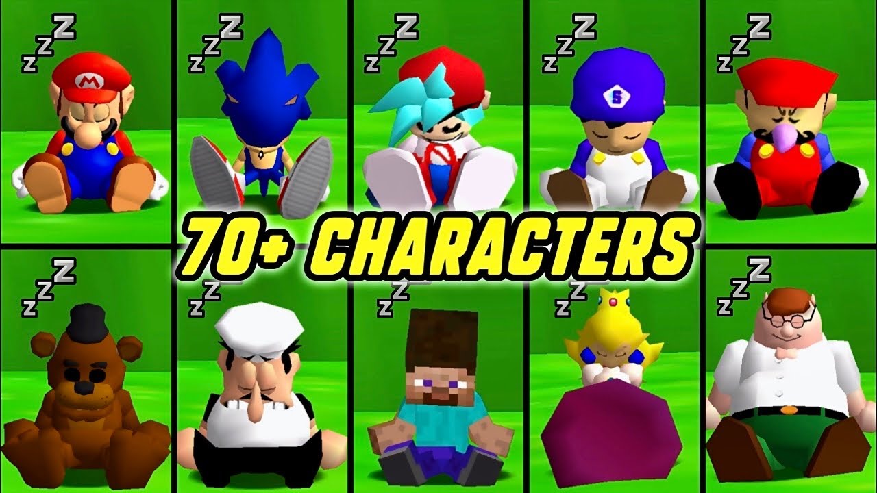 70+ Characters Sleep Animations😴- Super Mario 64 PC Port - 4K