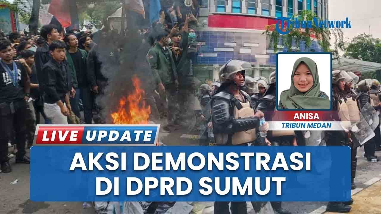 Aksi Demo di Gedung DPRD Sumut Berakhir Ricuh! Ojol Hadang Mundur 1 Mobil Water Cannon Aparat
