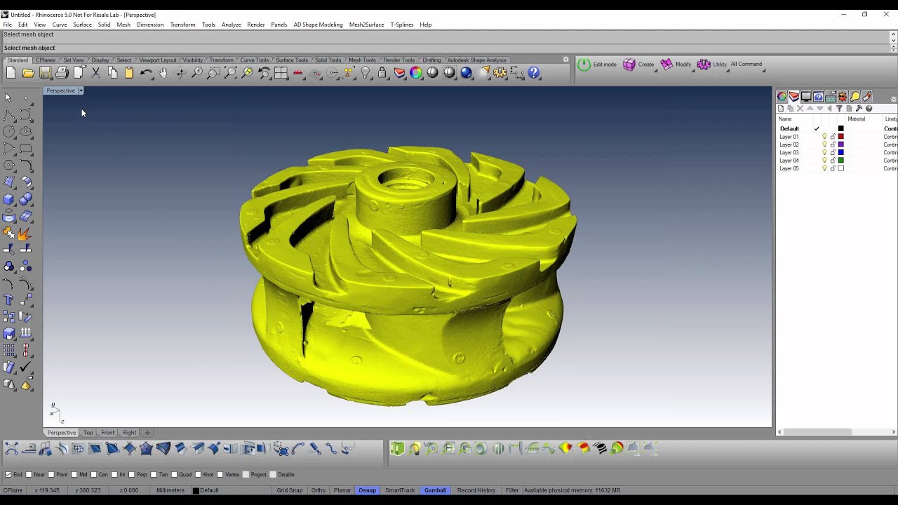Rhino 5 | Mesh STL & CAD model deviation