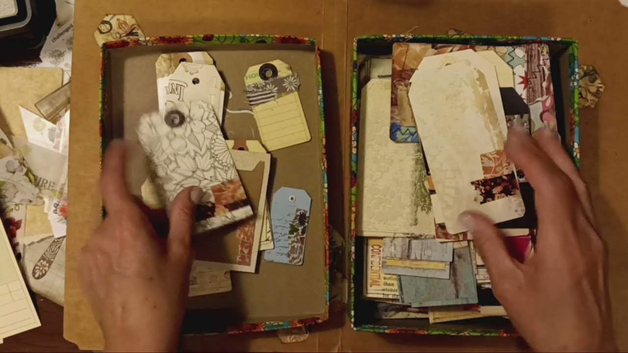 Junk journal fun. Going through my tag box!