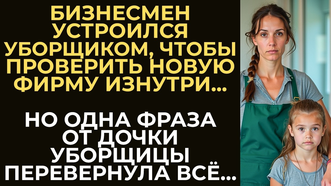 Бизнесмен под видом уборщика наблюдал за новой компанией. Но когда услышал, как дочка уборщицы...