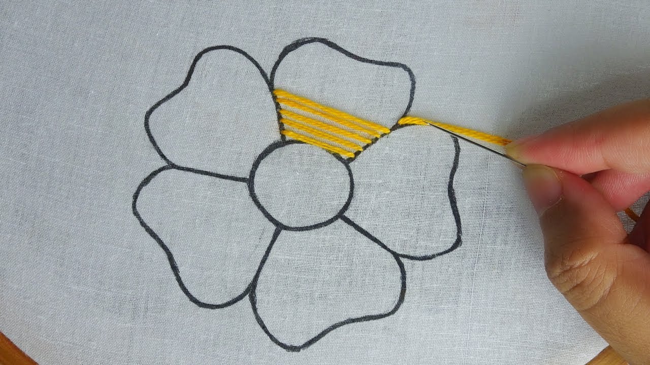 Hand embroidery: modern flower stitch,easy flower embroidery for dress