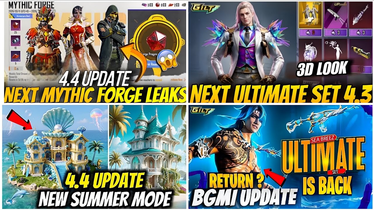 🔴BGMI NEXT MYTHIC FORGE 4.4 LEAKS😍| BGMI NEXT ULTIMATE SET 4.3🔥|BGMI 4.4 UPDATE & TIDAL M416 RETURN?