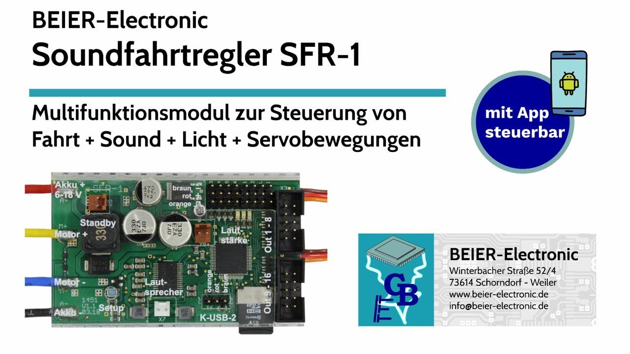 Soundfahrtregler SFR-1: RC-Modul zur Steuerung von Fahrt + Sound + Licht + Servos