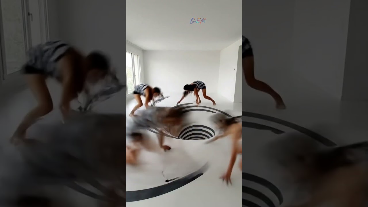 🌀 This 3D black-white vortex room is absolutely insane! 