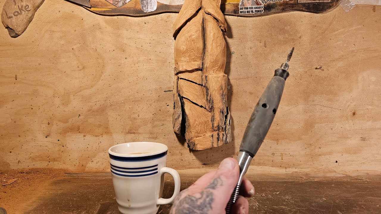 Power carving a Whimsical Fairy House. Kutzall carving burs.