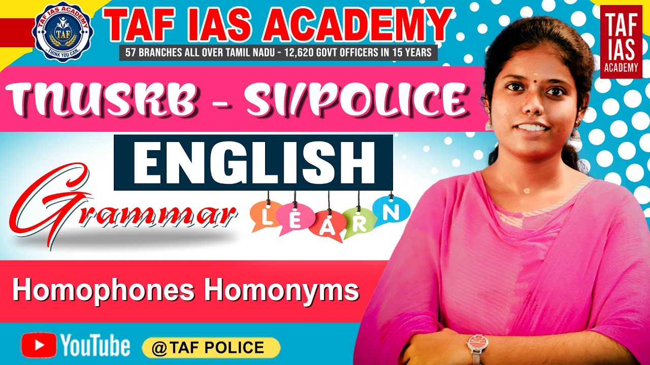 SUB - INSPECTOR & POLICE | ENGLISH GRAMMAR CLASS | HOMOPHONES HOMONYMS | 1 QUESTION CONFIRM