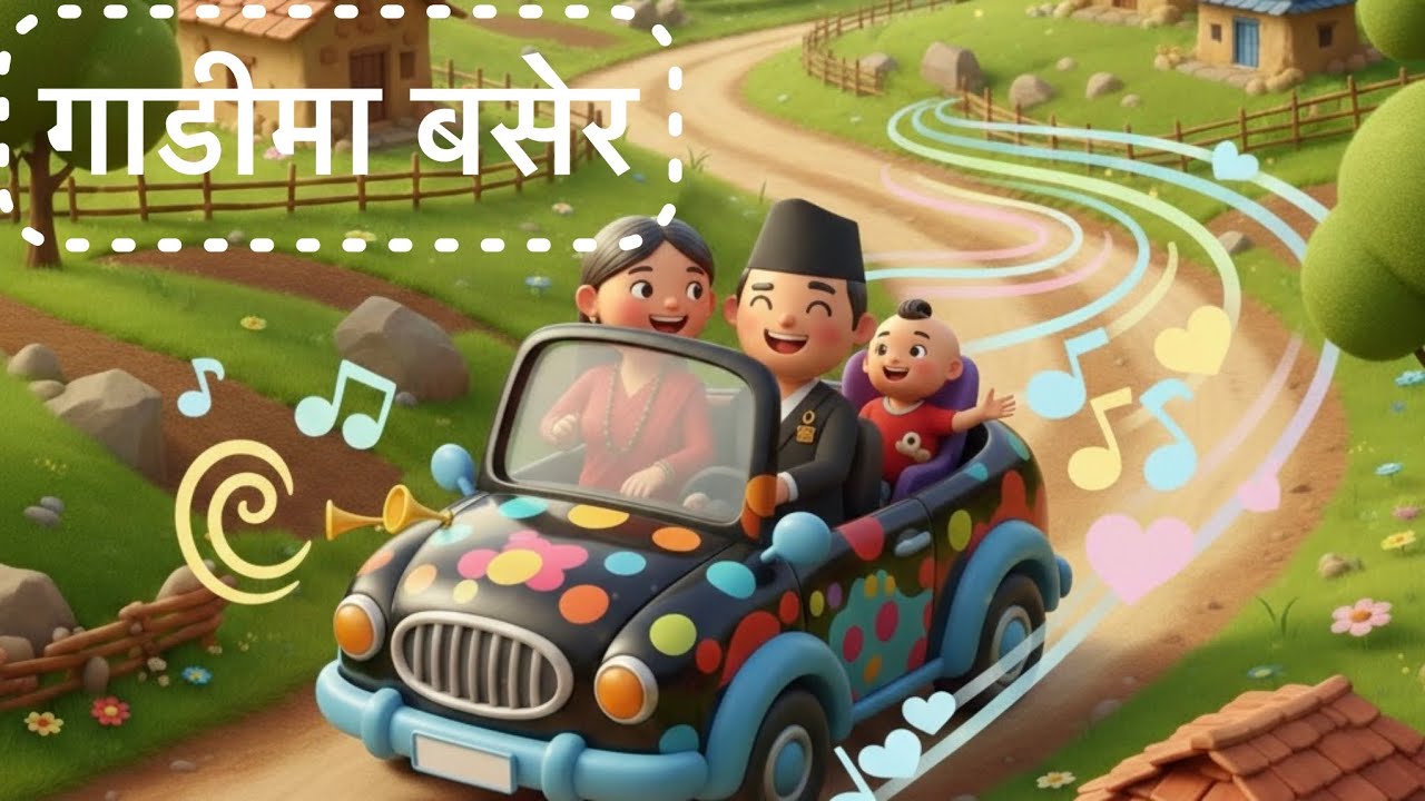 गाडीमा बसेर घुम्न जाऊँ 🚗 | रमाइलो बाल गीत | Let’s Go for a Car Ride 🚗🎵