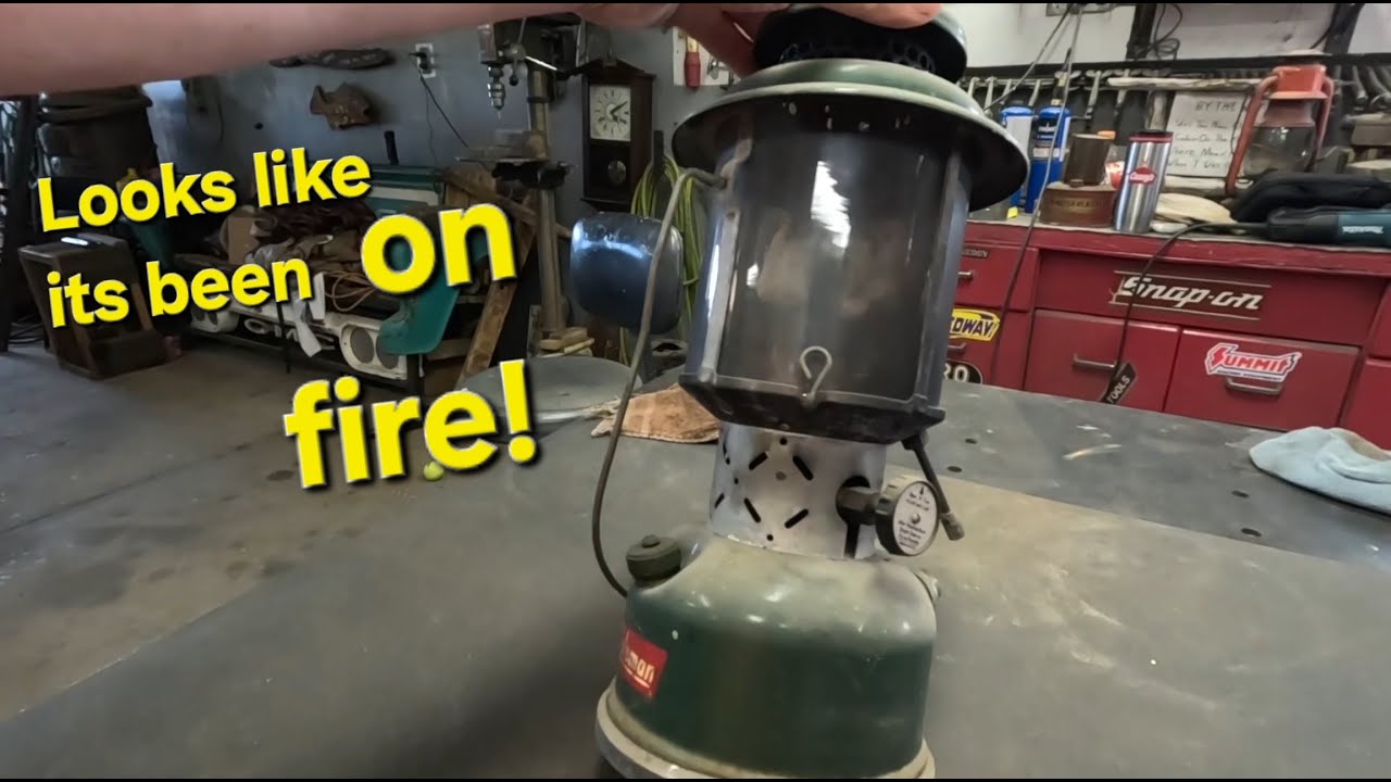 August 1956 Coleman 220E, looks like it has been on fire.  Let's see if we can fix it!