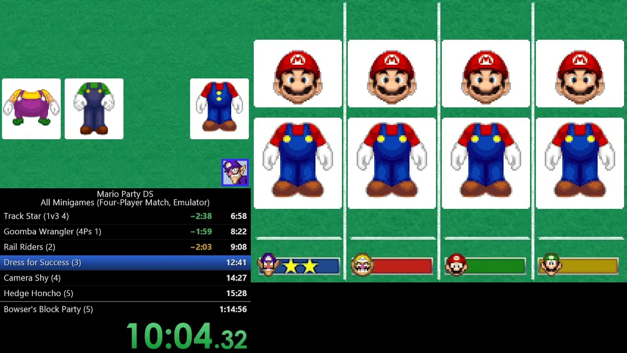 Mario Party DS - All Minigames (Four-Player Match, Emulator) Speedrun in 1:04:56