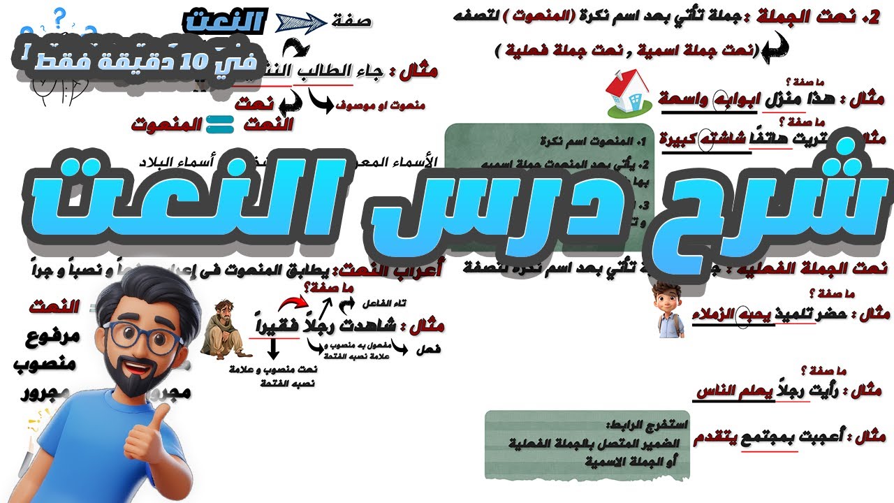 شرح درس النعت للصف الثاني الإعدادي _2025_ في 10 دقائق فقط