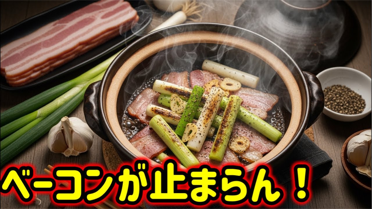 【土鍋で簡単夜ごはん】ベーコン×長ネギ×にんにく香る絶品ソテー #料理 #雑談