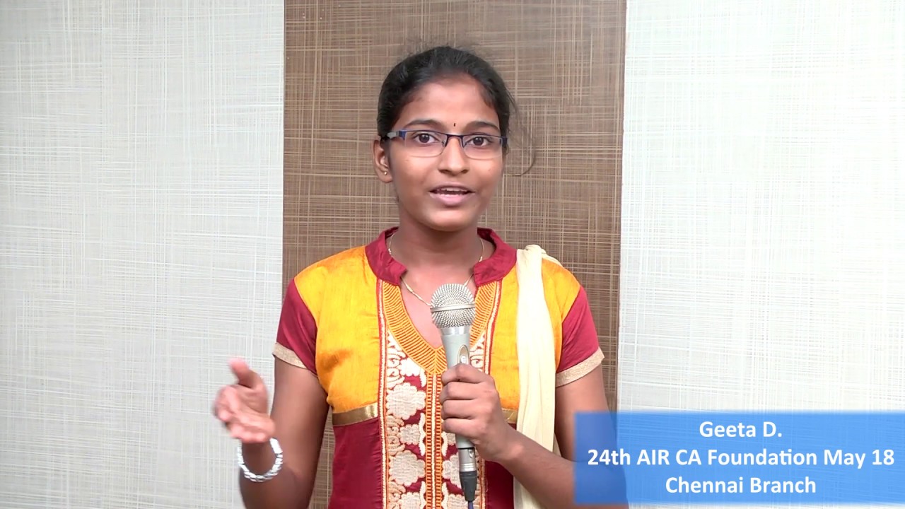 Geeta D  24th AIR CA Foundation May 18 Chennai Branch