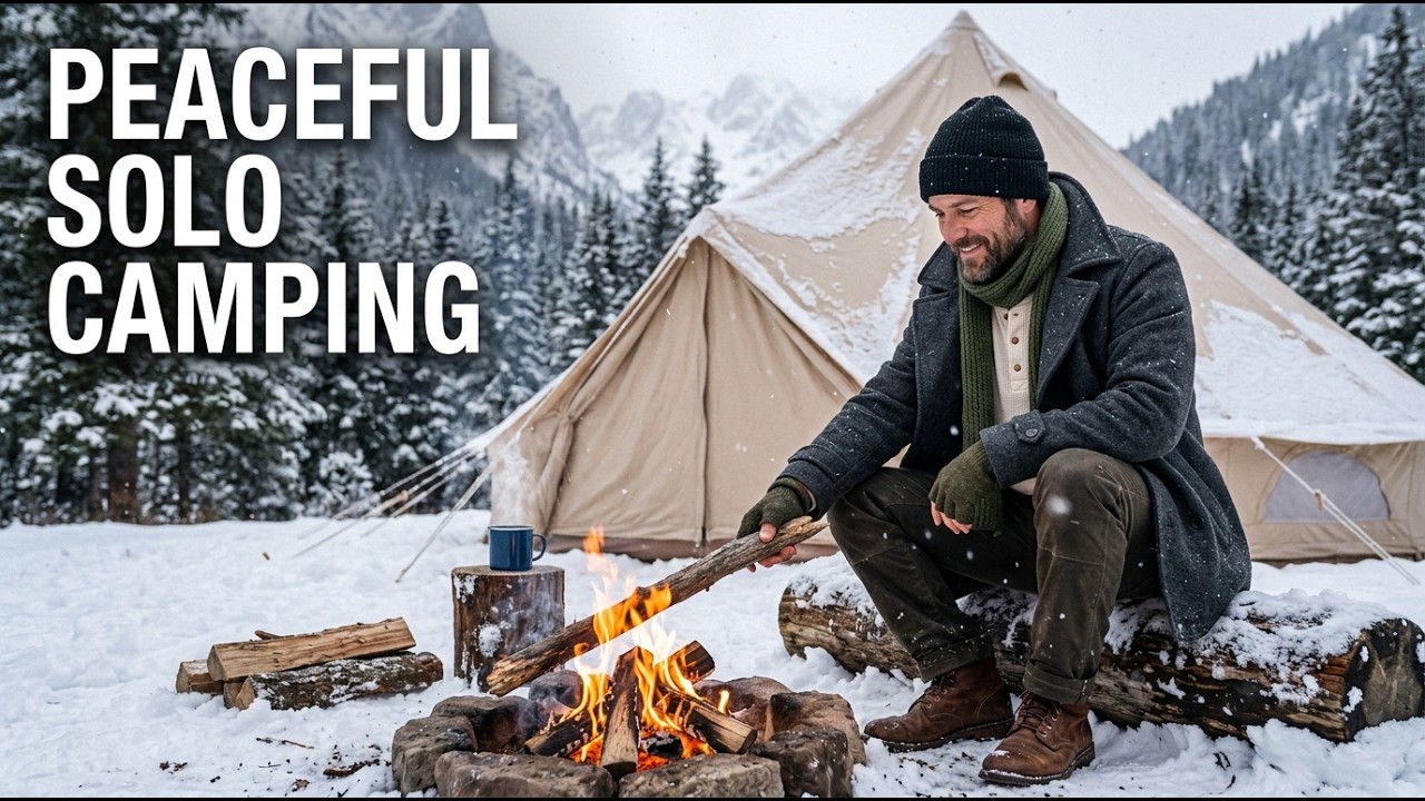 Winter Wilderness Escape &ndash; Solo Tent, Crackling Fire, ASMR - LoneZen ASMR