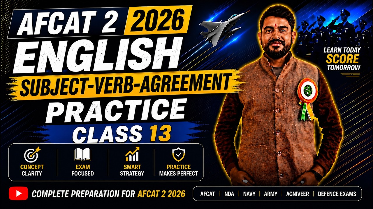 AFCAT 2 2026 English Subject Verb Agreement Practice Class 13 | Noval Doon Defence Academy