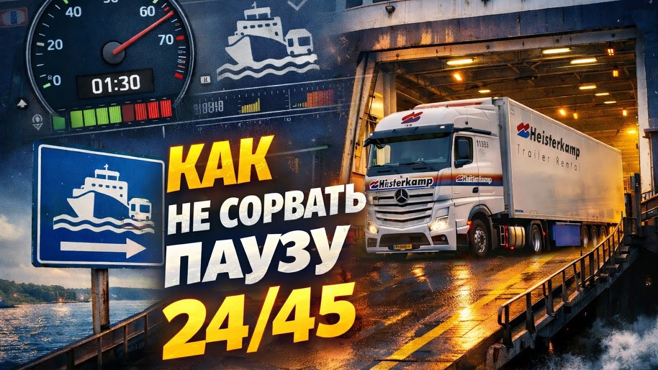 Как правильно заехать в паром поезде несрывая паузы в тахографе 9/24/45 и как включать символ 🚢🚃.
