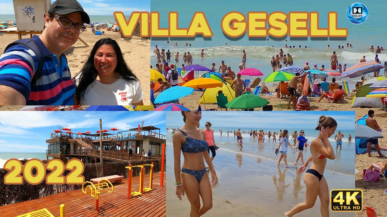 4K - Beach Walk GESELL BEACH BEAUTIFUL DAY Virtual Tour Beach and Rambla SUMMER 2022
