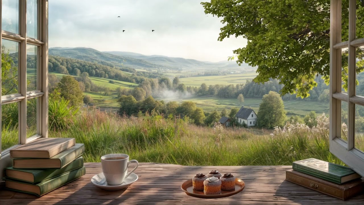 ☀️ Coffee at Morning☕Countryside Window ASRM Ambience & Birds Singing for Calm Mornings & Deep Rest