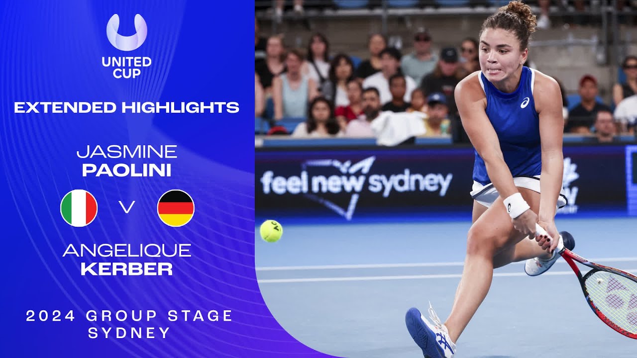 Jasmine Paolini v Angelique Kerber Extended Highlights | United Cup 2024 Group D