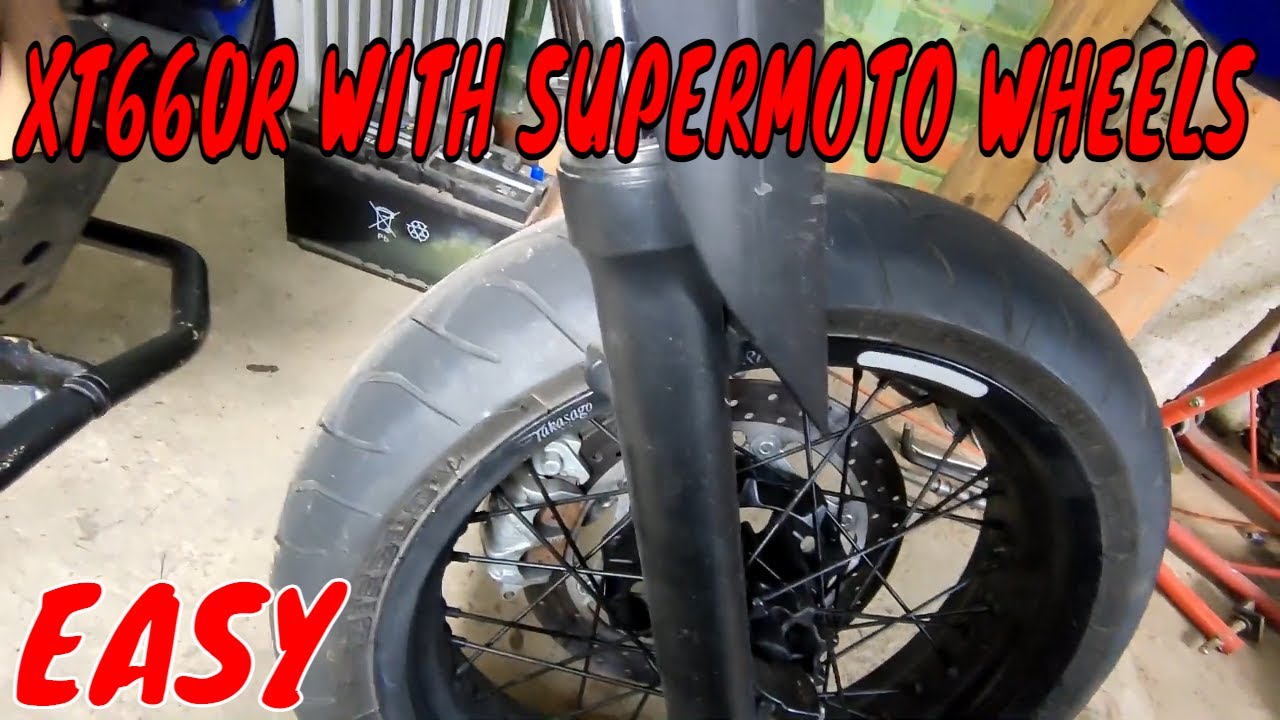 TRANSFORM XT660 R to SUPERMOTO WITH 17'' WHEELS (easy)