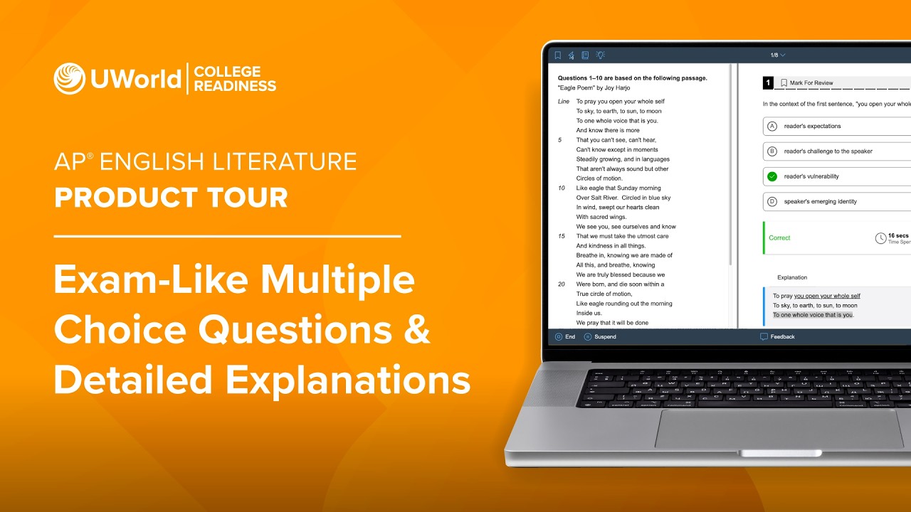 UWorld’s Course for AP® English Lit: AP Exam-Like Multiple Choice Questions & Detailed Explanations