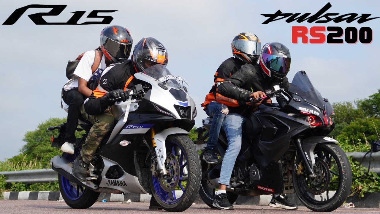 Yamaha R15M vs Pulsar RS200 with Pillion Drag Race - Loaded Battle