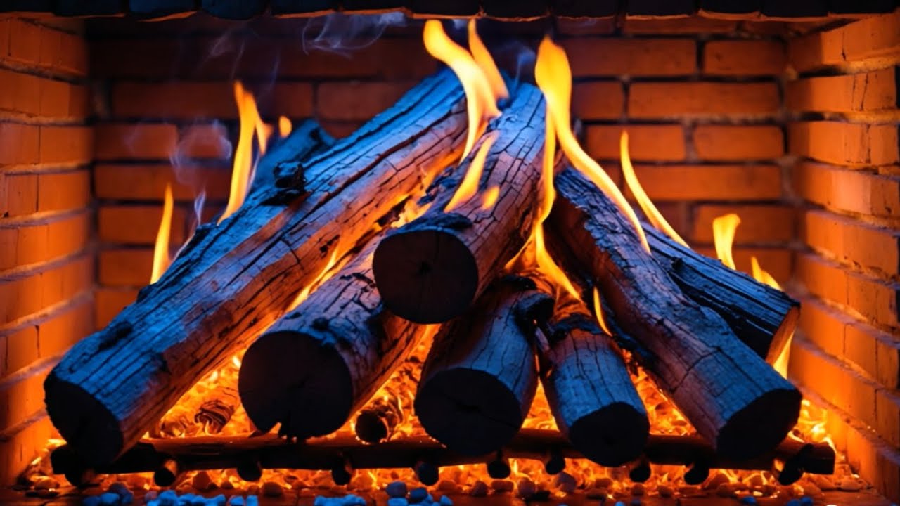 Golden Glow of a Cozy Brick Fireplace | 12 Hours of Relaxing Fire Crackling Ambience