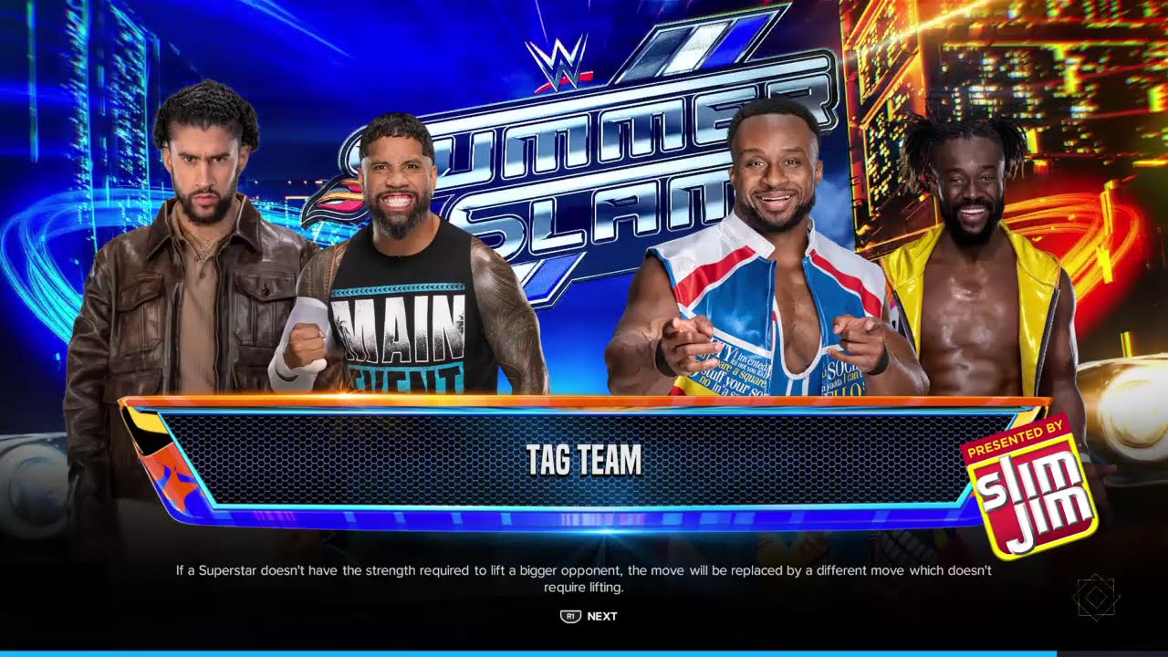 WWE 2K24 Bad Bunny, Jey USO vs The New Day.