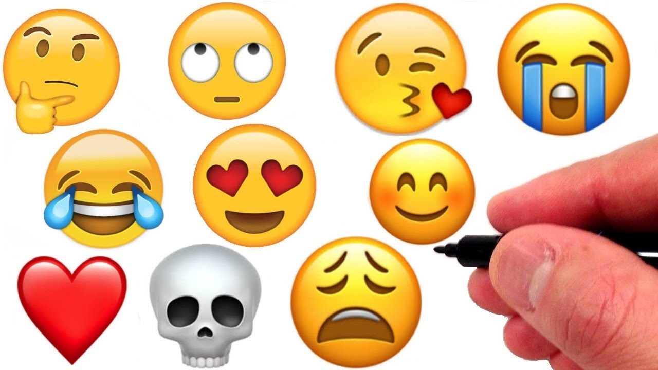 художник рисует 10 самых популярных emojis