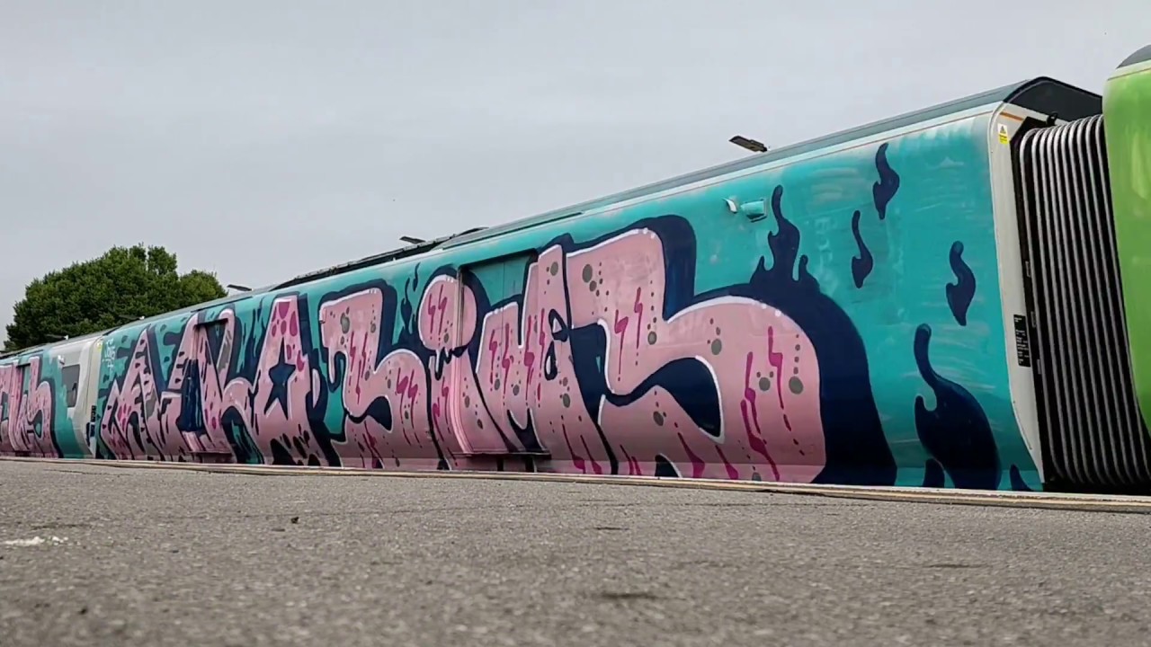 Heavily graffitied Class 700127 at West Worthing sidings & Shoreham By sea