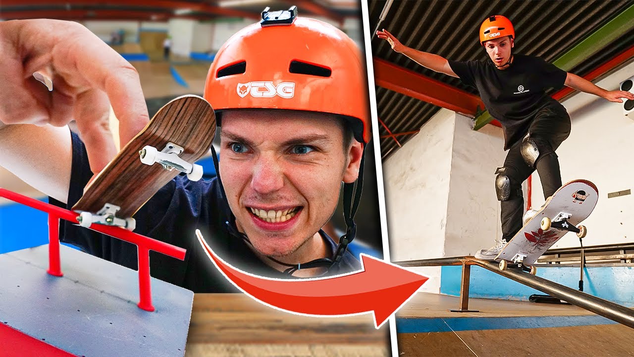 FINGER SKATEBOARD VS SKATEBOARD TRICKS! *EXTREME*